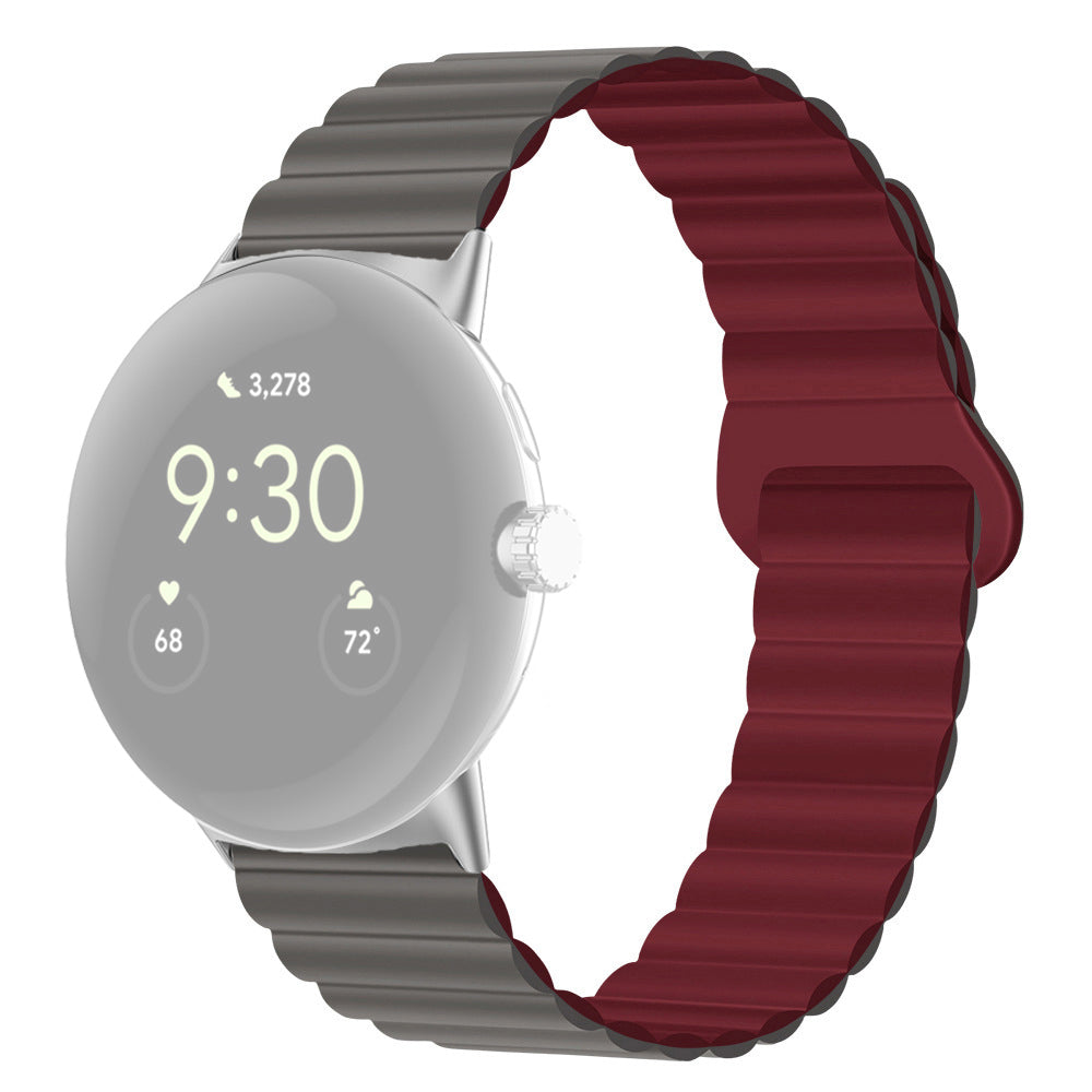 For Google Pixel Watch 2 Pixel Watch Dual-Color Silicone Replacement Strap 20mm Adjustable Magnetic Closure Watch Band For Google Pixel Watch 2 Pixel Watch Dual-Color Silicone Replacement Strap 20mm Adjustable Magnetic Closure Watch Band